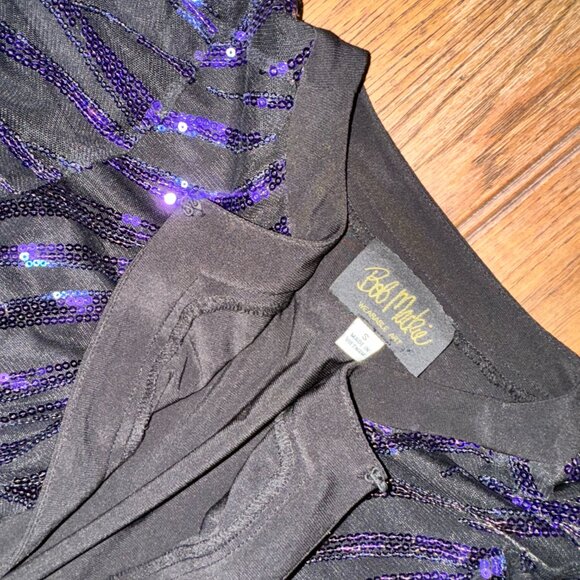 Vintage Bob Mackie Wearable Art Sequin Jacket Small | Purple & Black Zebra Glam - Picture 4 of 14